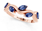 Rose gold Marquise Blue Sapphire Twisted Band with Prong Setting_7