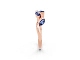 Rose gold Marquise Blue Sapphire Twisted Band with Prong Setting_8