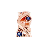 Rose gold Marquise Blue Sapphire Vine Eternity Band with Bezel Setting_11