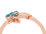 Rose gold Marquise Blue Topaz Cluster Bypass Ring with Prong Setting_10