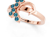 Rose gold Marquise Blue Topaz Cluster Bypass Ring with Prong Setting_7