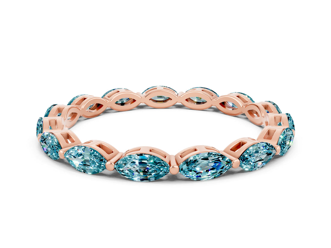 Rose gold Marquise Blue Topaz Eternity Band with U-Prong Setting_12