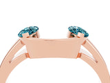 Rose gold Marquise Blue Topaz Open Band Ring with Tension Setting_10