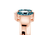 Rose gold Marquise Blue Topaz Open Band Ring with Tension Setting_11