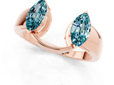 Rose gold Marquise Blue Topaz Open Band Ring with Tension Setting_7