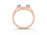 Rose gold Marquise Blue Topaz Open Band Ring with Tension Setting_9