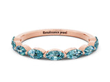 Rose gold Marquise Blue Topaz Prong Set Half-Eternity Band_6
