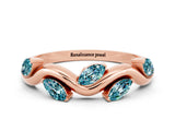 Rose gold Marquise Blue Topaz Twisted Band with Prong Setting_6