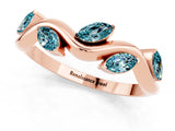 Rose gold Marquise Blue Topaz Twisted Band with Prong Setting_7