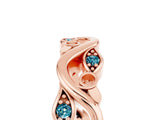 Rose gold Marquise Blue Topaz Vine Eternity Band with Bezel Setting_11