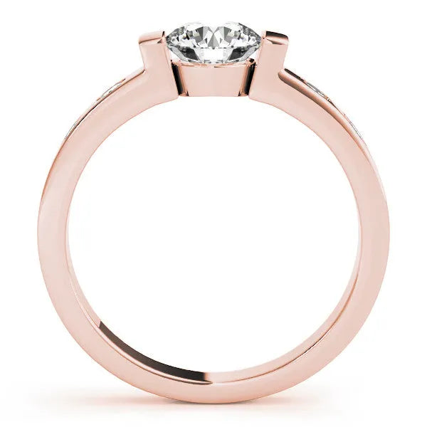 Rose gold Marquise Brilliant Channel-Set Diamond Ring with Bezel Prong Setting