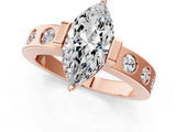 Rose gold Marquise Brilliant Channel-Set Diamond Ring with Bezel Prong Setting_15