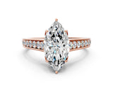 Rose gold Marquise Brilliant Cut Diamond Engagement Ring with Pavé Band and Four-Prong Setting_58