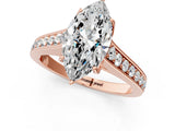 Rose gold Marquise Brilliant Cut Diamond Engagement Ring with Pavé Band and Four-Prong Setting_59