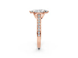 Rose gold Marquise Brilliant Cut Diamond Engagement Ring with Pavé Band and Four-Prong Setting_60