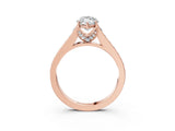 Rose gold Marquise Brilliant Cut Diamond Engagement Ring with Pavé Band and Four-Prong Setting_61