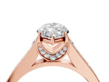 Rose gold Marquise Brilliant Cut Diamond Engagement Ring with Pavé Band and Four-Prong Setting_62