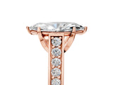 Rose gold Marquise Brilliant Cut Diamond Engagement Ring with Pavé Band and Four-Prong Setting_63