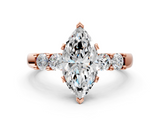 Rose gold Marquise Brilliant Cut Diamond Five-Stone Prong Set Engagement Ring with Channel Band_23