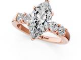 Rose gold Marquise Brilliant Cut Diamond Five-Stone Prong Set Engagement Ring with Channel Band_24