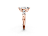Rose gold Marquise Brilliant Cut Diamond Five-Stone Prong Set Engagement Ring with Channel Band_25