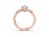 Rose gold Marquise Brilliant Cut Diamond Five-Stone Prong Set Engagement Ring with Channel Band_26