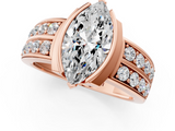 Rose gold Marquise Brilliant Diamond Channel Set Wide Band Ring with Bezel Setting_21