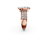 Rose gold Marquise Brilliant Diamond Channel Set Wide Band Ring with Bezel Setting_22