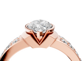 Rose gold Marquise Brilliant Diamond Channel Set Wide Band Ring with Bezel Setting_24