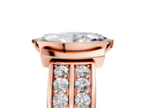 Rose gold Marquise Brilliant Diamond Channel Set Wide Band Ring with Bezel Setting_25