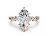 Rose gold Marquise Brilliant Diamond Five-Stone Engagement Ring with Prong Setting on a Classic Band_15