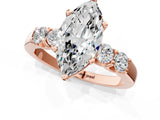 Rose gold Marquise Brilliant Diamond Five-Stone Engagement Ring with Prong Setting on a Classic Band_16