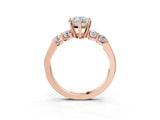 Rose gold Marquise Brilliant Diamond Five-Stone Engagement Ring with Prong Setting on a Classic Band_18