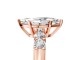 Rose gold Marquise Brilliant Diamond Five-Stone Engagement Ring with Prong Setting on a Classic Band_20