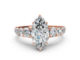 Rose gold Marquise Brilliant Diamond Pavé Band with Six-Prong Setting_3