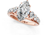 Rose gold Marquise Brilliant Diamond Pavé Band with Six-Prong Setting_4