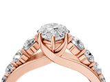 Rose gold Marquise Brilliant Diamond Pavé Band with Six-Prong Setting_7
