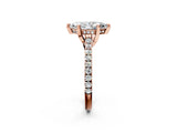 Rose gold Marquise Brilliant Diamond Solitaire with Pavé Band and Four-Prong Setting 2