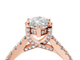 Rose gold Marquise Brilliant Diamond Solitaire with Pavé Band and Four-Prong Setting 4