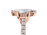 Rose gold Marquise Brilliant Diamond Solitaire with Pavé Band and Four-Prong Setting 5
