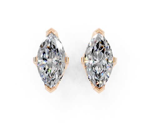 10K Rose Gold 1.05 Carat D VVS1 Marquise Brilliant Diamond Stud Earrings