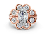 Rose gold Marquise Brilliant Flower Halo Diamond Split Shank Ring_57