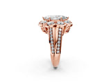 Rose gold Marquise Brilliant Flower Halo Diamond Split Shank Ring_59