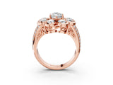 Rose gold Marquise Brilliant Flower Halo Diamond Split Shank Ring_60