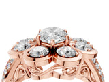 Rose gold Marquise Brilliant Flower Halo Diamond Split Shank Ring_61