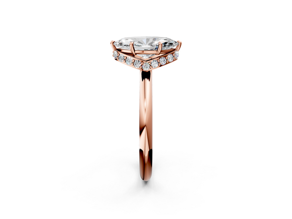Rose gold Marquise Brilliant Solitaire Engagement Ring with Six-Prong Setting and Classic Band