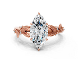 Rose gold Marquise Brilliant Solitaire with Leaf Motif Band and Four-Prong Setting_73