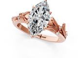 Rose gold Marquise Brilliant Solitaire with Leaf Motif Band and Four-Prong Setting_74