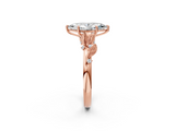 Rose gold Marquise Brilliant Solitaire with Leaf Motif Band and Four-Prong Setting_75