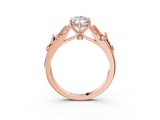 Rose gold Marquise Brilliant Solitaire with Leaf Motif Band and Four-Prong Setting_76